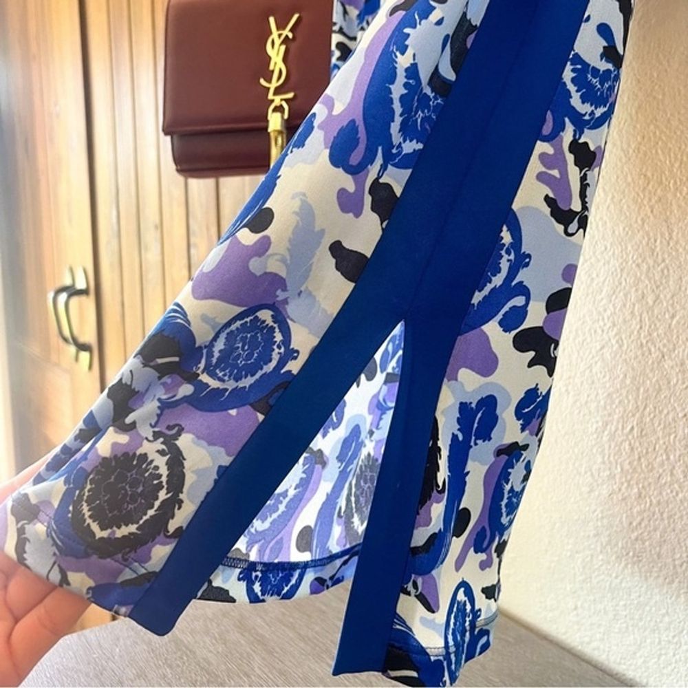 Versace Dress Collared Paisley Blue Size Small Rare - Picture 4 of 6